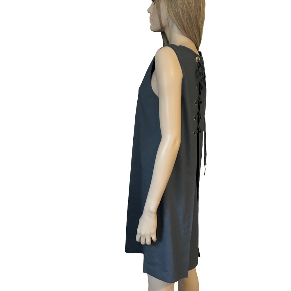 Theory Keshelle Dress Linen Rayon Blend Lace Up Corset Back Metal Grommets - Picture 7 of 16
